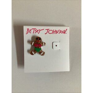 Betsey Johnson Holiday Glitter Beach Gingerbread Man 1 Single Earring As Shown.